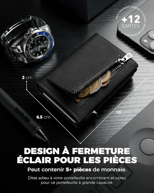 Portefeuille RFID - Portefeuille mini compartiment monnaie